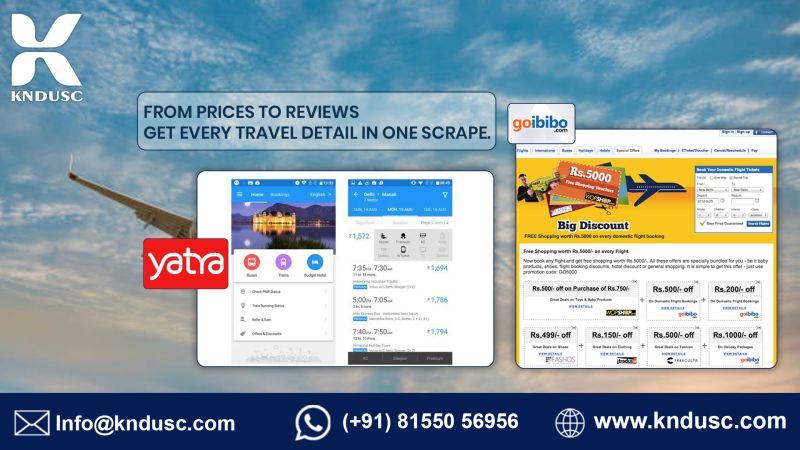 India Travel Data Scraping: Real-Time Yatra & Goibibo Pricing, Flights & Hotel Insights by KNDUSC